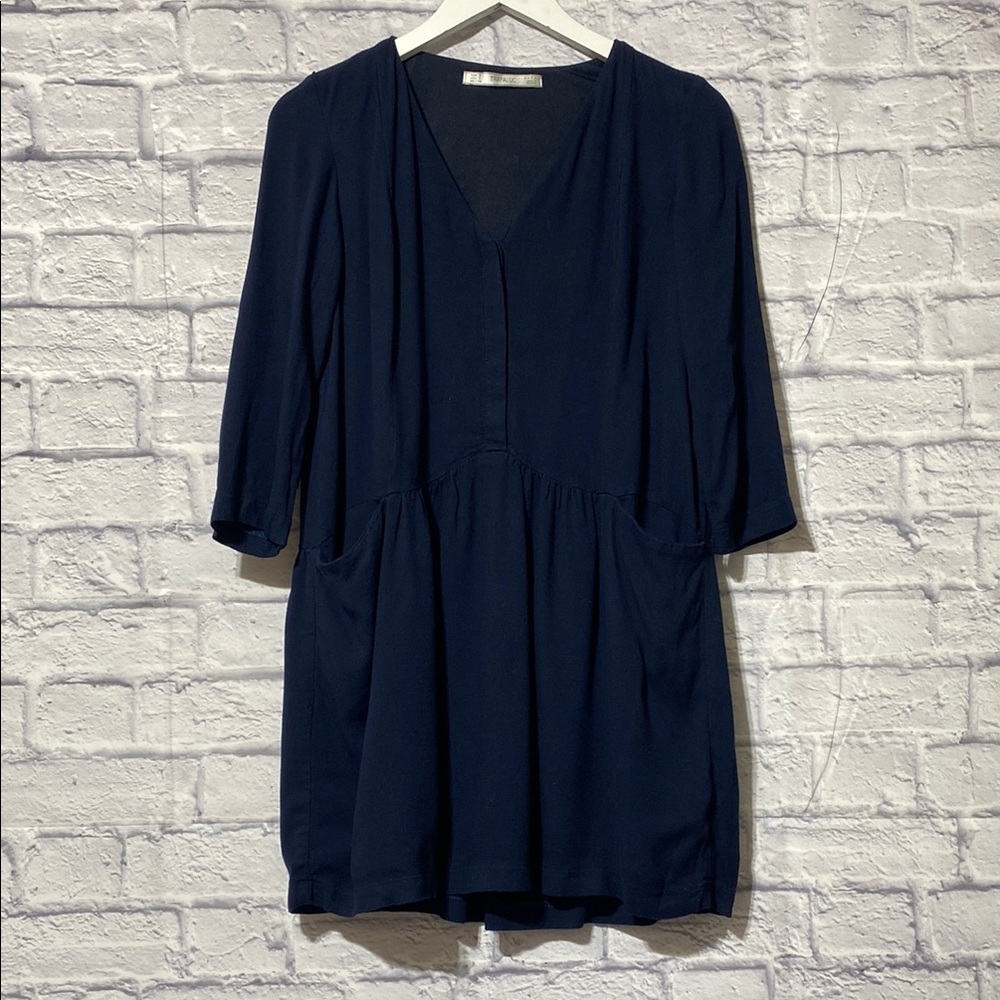 Zara trafaluc Blue 3/4 Sleeve Relaxed Tunic